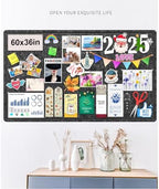 Large Bulletin Board, Foldable 60x36 Inches Cork Board Alternative, Large Felt Board Decorative Pin Board for Wall, Foldable Photo Board Self-Adhesive Vision Board with 36 Pushpins Dark Gray - Image 2