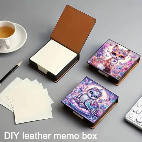 Diamond Art Painting Note Box, 4pcs Purple Animals PU Gem Art Storage Container with 640 Sheets, Relaxing DIY Craft Kit for Home Office Organization Birthday Anniversary - Image 7