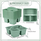 Geetery 12 Pack Eucalyptus Green Plastic Portable Storage Caddy, Sturdy 3 Compartment Table Organizer Caddy with Handle for Home Office Bathroom Countertop Vanity Desk Utility Supplies Storage - Image 2
