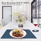 Faux Leather Placemats Set of 6,Heat Resistant Placemats for Dining Table, Easy Clean Non-Slip Place Mats, Waterproof Stain Resistant Wipeable Washable PU Table Mats, (Navy Blue) - Image 3