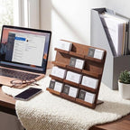 Leinuosen 2 Tier Wood Business Card Holder, 12 Slot, 12.6 x 12.9 Inch - Image 5