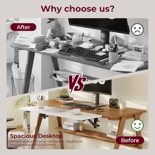 Desk Extender Tray, 30"×12" Clamp-On Arm Rest Shelf, 90° Foldable Computer Elbow Support for Office Home, Space-Saving Keyboard Mouse Tray (White) - Image 3