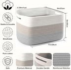 4 Pack Storage Baskets for Organizing, 11''Lx9''Wx8''H Woven Baskets for Storage Toys, Towels, Books, and Clothes, Cotton Rope Basket for Shelves with Handle - Image 2