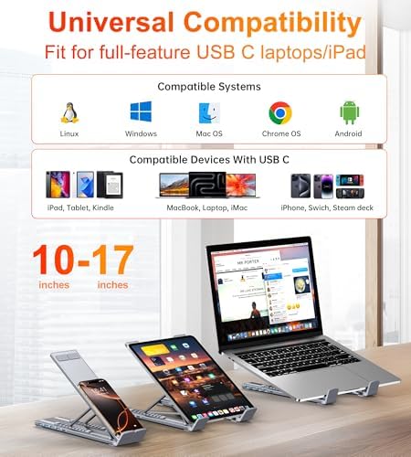 Mukiya 5-in-1 USB C Hub Adjustable Aluminum Laptop Stand - Image 5