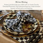 MACKENZIE-CHILDS Cork-Back Placemat Set, Black-and-White Courtly Check - Image 2
