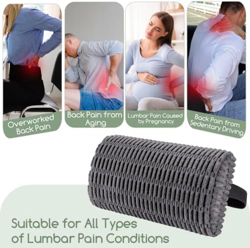 Lumbar Support Pillow for Recliner Chair/Office Chair/Couch, Memory Foam Back Support Cushion with Adjustable Strap, Recliner Cushions for Lower Back Pain Relief, Sleeping, Washable Cover, Dark Grey - Image 7