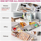 Criusia Large Drawer Organizer Bins 26 Pack | Complete 5 Size Clear Plastic Kitchen Drawer Organizers for Utensils | Bathroom Drawer Organizer Trays | Versatile for Makeup Office Organization - Image 3