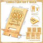 Novabright 24 Pcs Christian Bible Verse Bamboo Phone Stand, Natural - Image 2