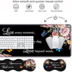 Ergonomic Keyboard Wrist Rest & Mouse Pad Wrist Rest Set, Large XXL Gaming Desk Mat 31.5"x 11.8" with Memory Foam, Easy Typing Pain Relief for Office & Home, Floral Quote Live Laugh Love - Image 4