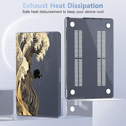 May Chen for 2026 MacBook Pro 14-inch M5 M4 M3 M2 M1 Pro/Max Chip, Release 2026 2025-2021, Model A3427 A3426 A3434 A3112 A3401 A3185, Plastic Hard Shell with Keyboard Cover, Black Sea Wave - Image 5