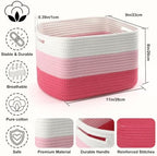 4 Pack Storage Baskets for Organizing, 11''Lx9''Wx8''H Woven Baskets for Storage Toys, Towels, Books, and Clothes, Cotton Rope Basket for Shelves with Handle - Image 2