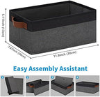 GhvyenntteS Small Fabric Storage Bins 12 Pack, 11.8" x 7.87" x 5.11" Storage Basket with Leather Handles, Closet Storage Bins for Shelves, Storage Baskets for Shelves, DVD Storage (Grey/Black) - Image 3