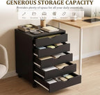 5 Drawer Chest, Under Desk Storage Mobile File Cabinet with Wheels, 5 Office Drawer for Home & Office Printer Stand, Black - Image 5