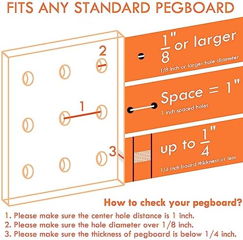 G.CORE 2 Pack Pegboard Baskets, Black Metal Shelves Hooks to 1/8" and 1/4" Hole Peg Boards, Peg Board Baskets Bins Set - Tools Workbench Garage Storage Wall Mount Organizer Attachments (2 Large) - Image 4