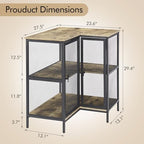 VECELO 3 Tier Corner Cabinet with Doors and Storage Shelves, Industrial TV Stand Multipurpose Free-Standing Table, for Small Space Living Room Home Office Kitchen, Oak Grey - Image 2
