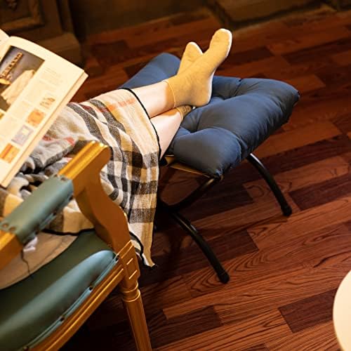 15" Upholstered Folding Foot Rest Stool with Foldable Metal Frame Sapphire - Image 6
