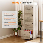 VINGLI 4 Drawer File Cabinet with Lock, Home Office Filing Organizer, for Letter Size File Folder Storage, Wood Tall Vertical Filing Cabinet, Printer Stand, Archivador (Rustic Gray) - Image 7