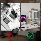 Small Desktop Bookshelf Organizer, White 3-Tier Desk Shelf with Metal Hook Workspace Organizers for Desk Organization and Office Storage Table Bookcase - Image 6