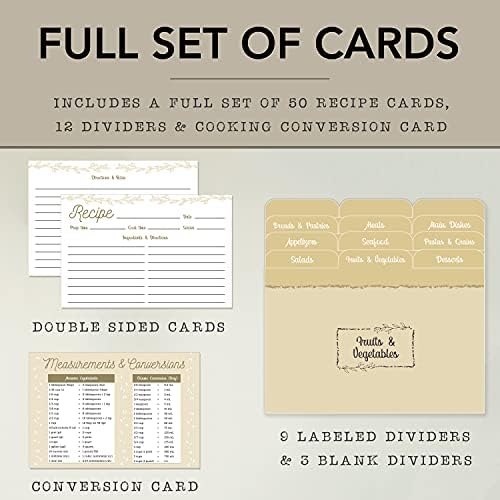 Dekali Designs Rustic Recipe Box and Cards and Dividers (4x6 Inches) - Comes with 50 Recipe Cards and 12 Beautiful Dividers - Wood Recipe Holder With Dual Slots - Image 3