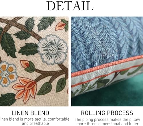 ISAENNE Vintage Linen Throw Pillow Cover,Set of 2,20"x12"-Naples C - Image 5