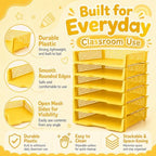 6 Pcs Yellow Turn in Trays Classroom, Stackable Paper Bins for Classroom, 13x9x2.8 inch Plastic Baskets Desktop Organization System Office (Yellow) - Image 3