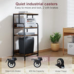 Extra Large Printer Stand with Wheels, 4-Tier Tall Printer Table, Printer and Shredder Stand with Storage Shelf for Home Office (Rustic Brown) - Image 4