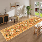 DUKINO 2.6x12 Kitchen Runner Rug, Floral Non Slip Long Washable Rug, Orange - Image 6