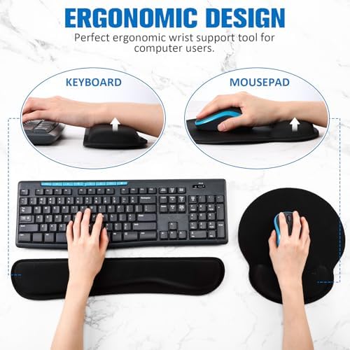 Yunsailing 8 Pcs Ergonomic Mouse Pad and Keyboard with Wrist Support Set - Image 3