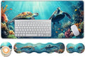 Keyboard Wrist Rest and Mouse Pad Set,31.5x11.8 Inches Desk Mat,Waterproof Non-Slip Ergonomic Wrist Support for Pain Relief,Extended Desk Protector for Office Home Gaming,Cute Turtle by Unknown