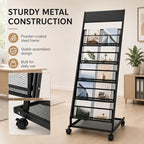 Magazine Rack Display Stand, 5-Tier Floor Standing Rack with Wheels - Image 5