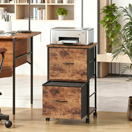 Mobile Printer Stand with 2 Drawers, File Cabinet for Home Office - Image 7