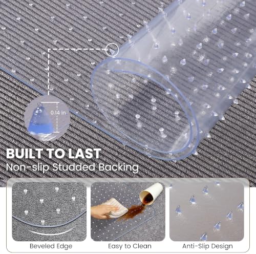 Office Chair Mat for Carpet, 48"× 60" Heavy-Duty Clear PVC Carpet Protector Mat, Non-Slip Desk Floor Mat for Low Pile Carpet, Smooth Glide, Ideal for Home, Office, Gaming Room - Image 3