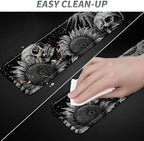 3Pcs Mouse Pad Set, Gothic Skull Sunflowers Large Gaming Mouse Pad with Stitched Edge, Ergonomic Memory Foam Keyboard Wrist Support and Mouse Wrist Rest Cushion, Pain Relief Non-Slip Desk Pad Combo - Image 6