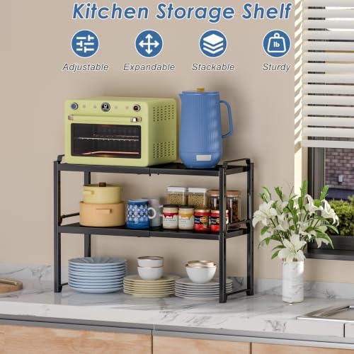 Expandable Cabinet Shelf Organizer, Metal Kitchen Countertop Storage Shelf - Image 4