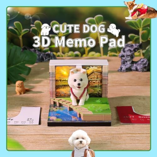 3D Calendar 2027,3D Time Piece Calendar 2027,Backpack Cute Dog Tear-Off Paper Sculpture Desk Calendars,3D Desk Calendar 2027,3D Memo Pad,Christmas Gift,New Year Gift (Backpack Cute Dog) - Image 6