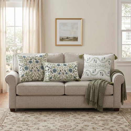 ISAENNE Designer Linen Throw Pillow Cover,Set of 2,18"x18"-Mosella D - Image 4