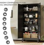 COFaR 71" Modern Pantry Cabinet in Black, 5-Tier Storage Cabinet with Adjustable Shelves, Industrial Steel Cupboard for Kitchen, Office & Living Room Organization - Image 4
