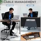 Tegeme 71" Under Desk Privacy Panel Self Adhesive Desk Curtain Skirt, Black - Image 4