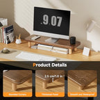 Monitor Stand Riser, 24 Inch Wood Desk Organizer with Monitor Stand & Storage Computer Monitor and Laptop Riser Multifunctional Laptop Stand Desk Organizer for Office Home Screen/Laptop/PC (Walnut) - Image 2