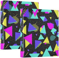 Retro 80s 90s Neon Colors (4) Round Ring Binders 1.5 Inch 3 Ring Binder with Clipboard Holds 200 Sheets Office Home School by SHJI