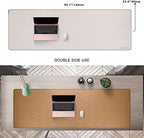 MAIDERN 55” x 24” Cork & Leather Desk Pad, Large XXL Desk Mat (Cream) - Image 2