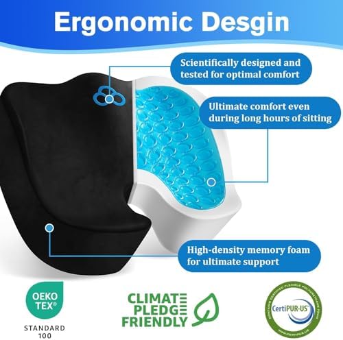CushyOasis Seat Cushion, Office Chair Cushions, 5.28 in Thick (Black) - Image 2