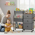 PandaEar Baby Diaper Caddy Organizer and Storage, 3-Tier Rolling Nursery Cart with Drawers & Dividers, Mobile Utility Storage Cart with Wheels for Baby Essentials, Bedroom, Changing Table, Darkgrey - Image 2