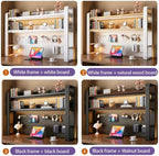 Desk Shelf-Includes a Pegboard and 31-Piece Storage Set, Desk Shelf Organizer for Top of Desk, Desk Hutch for Office & Home Office&Dorm (2-Tier White Frame + Natural Wood Board 21.7×9.8×26") - Image 6