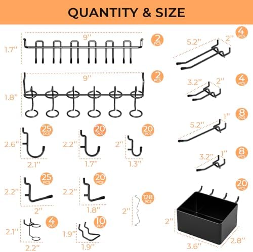 INCLY 300PCS Extra Thick Pegboard Accessories Set with Bins & Peg Locks - Image 6
