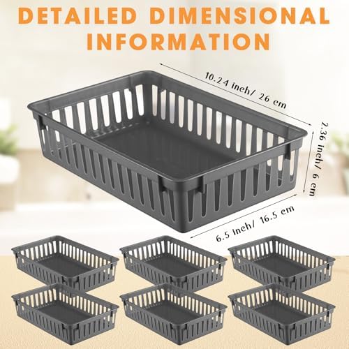 Boao 48 Pieces Plastic Baskets for Organizing 10.24 x 6.5 x 2.36 Inch Rectangular Storage Trays Plastic Organizer Bins Rectangle for Classroom Organization(Gray) - Image 3