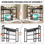 IBVIVIC Desktop Shelf, 38.5'' Desktop Organizer Shelf for Computer Monitor, 4 Tier Hutch Storage Rack for Home Office Dorm, Black - Image 6