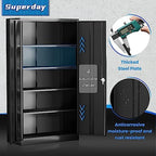 Superday 72" Lockable Steel Storage Cabinet, Locking Metal Storage Cabinets, Tall Black Cabinet with 2 Doors and 4 Adjustable Shelves for Garage, Home Office, Classroom, Pantry, File, Easy Assemble - Image 5