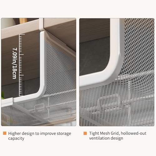 Expandable Under Shelf Basket Organizer, Under Shelf Storage, Hanging Baskets Under Cabinet for Pantry Kitchen Cupboard Desk Counter Bookshelf Space Saver Heavy Duty Slide-in (white, 2 Pack) - Image 4