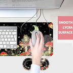 Mouse Pad,Large Desk Mat Set, 4in1 XL Mousepad + Keyboard Wrist Rest+Mouse Wrist Rest+Coaster with Ergonomic Desk Pad for Home Office Table Computer Cover -Aesthetic Mushroom Frog - Image 4